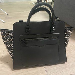 Rebecca Minkoff Black Leather Tote with Snakeskin